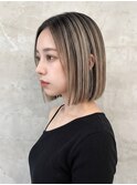 切りっぱなしバレイヤージュボブ