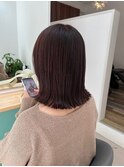 セミロングショートウルフボブネビージュ小顔ワンレン韓国