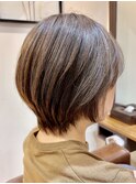 白髪ぼかし/ハイライト/髪質改善ショート大人小顔艶上品40代50代