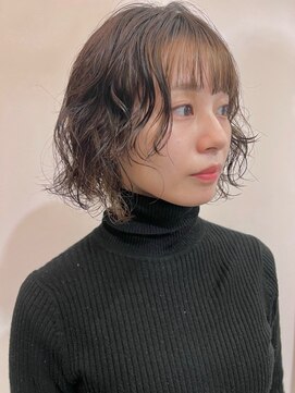 イル 大阪淀屋橋(i'll) 大人可愛い♪切りっぱなしボブデジタルパーマアッシュグレージュ