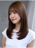 オリーブベージュくびれレイヤーカットダークブルーシースルー
