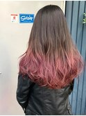グラデーション ピンクブラウン×アッシュブラウン