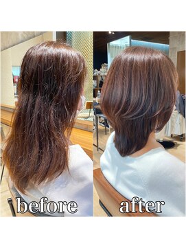 アフロート ギンザ(AFLOAT GINZA) 大人かわいい外はね鎖骨ミディアムミストバング20代30代40代50代