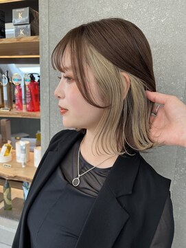 ロンド 表参道店(Lond) インナーカラー/イヤリングカラー/ミルクティーベージュ/ボブ