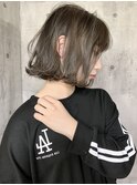 韓国風大人ボブ/小顔前下がりボブ×グレージュカラー/前髪パーマ
