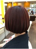 ルビーローズカラー/艶髪大人ボブ/シアーカラー
