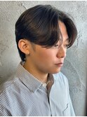 センターパートメンズパーマメンズマッシュ韓流パーマ韓国風眉毛
