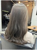 ブリーチなしダブルカラー_グレージュ_透明感カラー_くびれヘア