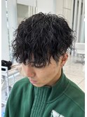 波巻きスパイラルパーマメンズマッシュツイストスパイラルパーマ
