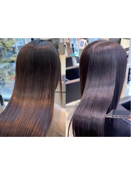 ダメージレスな酸性ストレートで髪質改善。柔らかく自然なストレートを叶え、毎日のスタイリングもラクに。