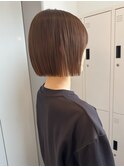 切りっぱなしボブ アッシュカラー 縮毛矯正 美髪 髪質改善