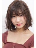 【添田】小顔に似合わせカット切りっぱなしボブグレージュ