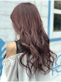 カシスピンクハイライトカラー大人キレイニュアンスウェーブ小顔