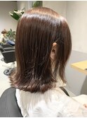 ピンクベージュ×きりっぱボブ