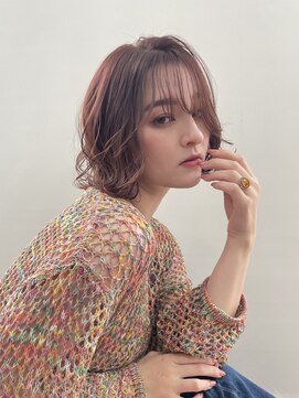 ウェグ 難波(WEG) 【WEG/難波/道頓堀】ピンクカラー_ネオウルフ_ミニボブ_透け感