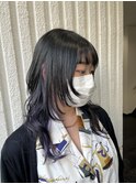 ロングウルフ×インナーカラー/ラベンダーグレージュ