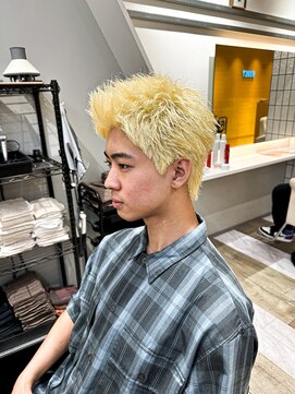 ルースト 京都河原町店(ROOST) スパイキーショートブリーチブリーチカラー金髪ショート短髪