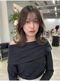秋色 くびれヘア くすみベージュ 透明感カラー