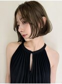 グレージュハイライトダブルカラーインナーカラーボブショート