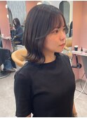 オリーブグレー/韓国レイヤーカット/マロンベージュ/ボブ/小顔