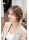 大人可愛い丸みショートボブ