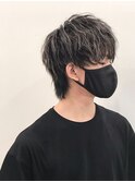 ダークグレージュ　メッシュ　ウルフ