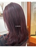 チェリーレッド　カシスカラー　ワインレッド　レイヤーカット