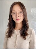韓国ヘア ミディアムレイヤーカット 小顔 ダークアッシュ"