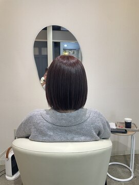 シプ 丸亀(sip) ブリーチ無しダブルカラー　暖色カラー　切りっぱなしボブ