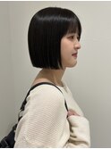 ぷつっとボブ ニュアンスカラー 前髪カット