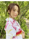 【#わだむすび 】浴衣、ミディアムシニヨンアレンジ