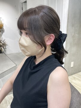 シーン(seen) 【韓国サイドバング×オリーブグレージュ】小顔カット斜めバング