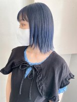 キャンバス バイ ネオリーブ 横浜西口(Canvas by neo.)&nbsp;ネイビーブルーカラー　顔周りレイヤーボブ　ケアブリーチ
