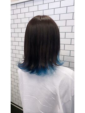ジェンダーヘア(GENDER hair) ブルーブラック×ターコイズブルー#ヘアセット#インナーカラーN