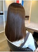 髪質改善　縮毛矯正　ストレート　艶感　ブラウン　セミロング