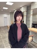 外ハネ/ストレート/ボブ/簡単スタイリング/ピンク/顔周り