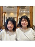 ナチュラルメイクアップとセットアップ