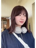 小川/ブリーチなしwカラーピンクブラウンミディアムレイヤー