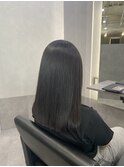 ミディアム×縮毛矯正×黒髪