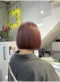 ピンクベージュ　テリボブ　ダブルカラー