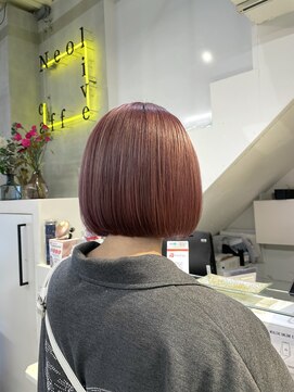 ネオリーブカフ 鶴ヶ峰店(Neolive caff) ピンクベージュ　テリボブ　ダブルカラー