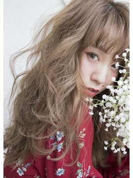 ナンバー 天王寺(NUMBER) 【number +uta*天王寺】ミルキーベージュ×無造作カール