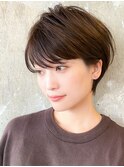 分け目なし大人前下がりショートボブ/30代40代50代