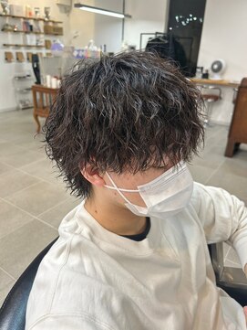 O ツイストスパイラルパーマ×黒髪暗髪韓国マッシュ毛束ウェット