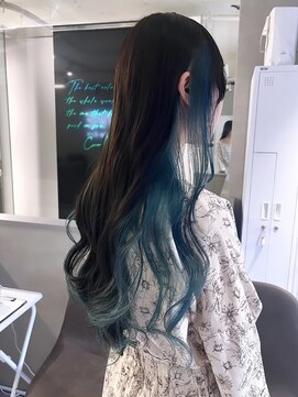 ファイブバイジエクト 堀江(FIVE by The Ect) ツートンカラー×インナーカラーターコイズ×似合わせカット15