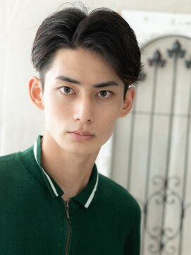 モッズヘアー メン 戸田公園店(mod's hair men) ネイビーブラック七三分けツーブロック好感マッシュd戸田公園