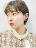 ウェットヘア オリーブベージュ×前髪ショート×横浜