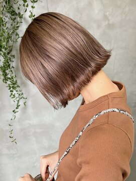 テトヘアー(teto hair) まろやかベージュ切りっぱなしボブ外ハネ