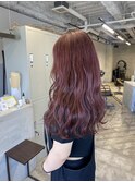 カシスピンク　ブリーチなしカラー　篠原恵里奈