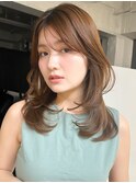 くびれヘア/アプリコットオレンジ/ハイライトカラー/韓国/新宿